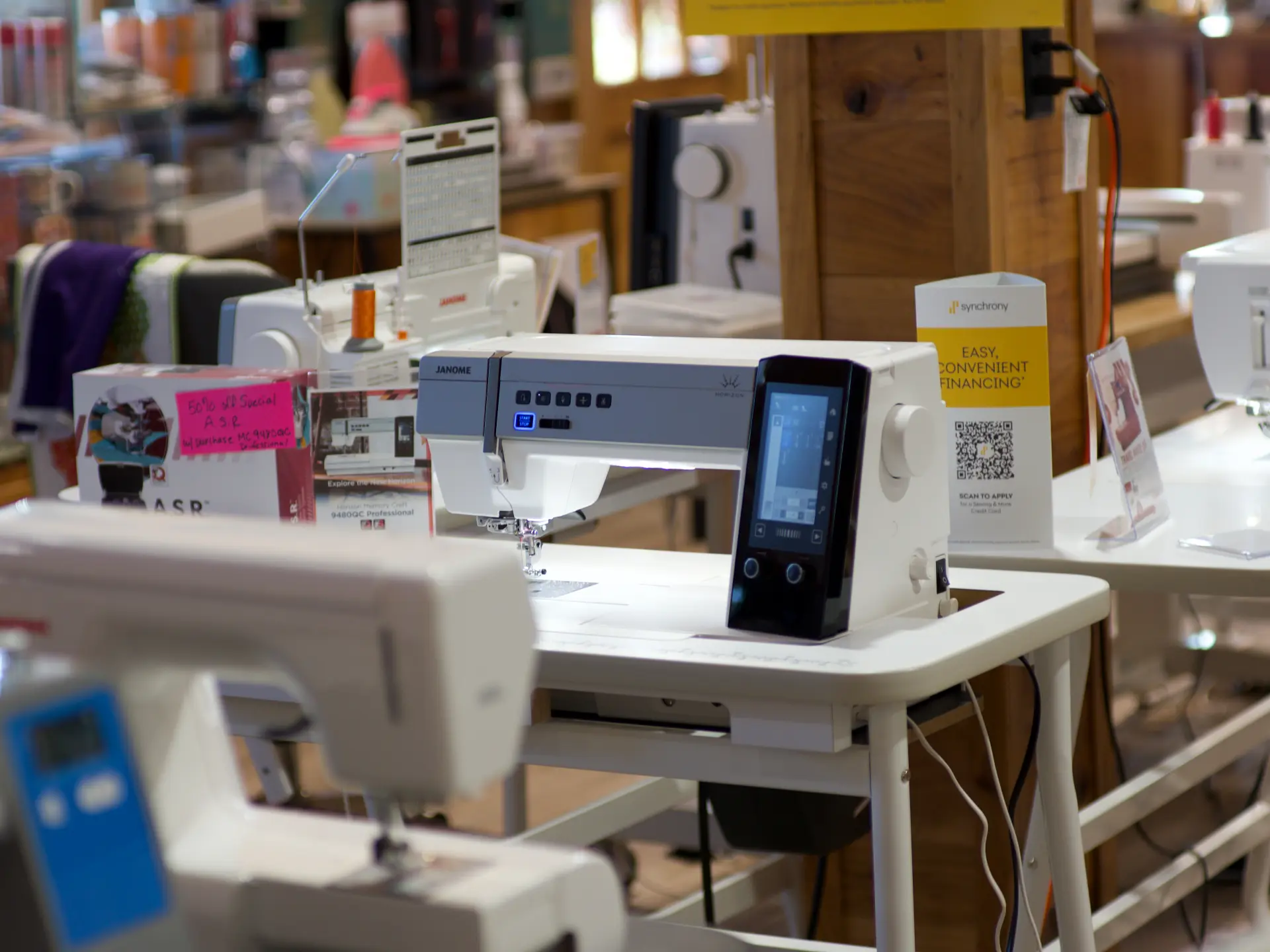 Sewing machines at All About Fabrics